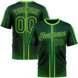 Custom Green Neon Green 3D Pattern Design Gradient Stripe Sport Wear Performance T-Shirt