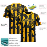 Custom Yellow Black 3D Pattern Design Stripe Sport Wear Performance T-Shirt