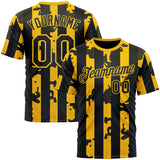 Custom Yellow Black 3D Pattern Design Stripe Sport Wear Performance T-Shirt