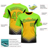 Custom Green Neon Green Yellow-Black 3D Pattern Design Color Block Arrow Sport Wear Performance T-Shirt
