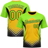 Custom Green Neon Green Yellow-Black 3D Pattern Design Color Block Arrow Sport Wear Performance T-Shirt