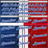 Custom Stitched White Royal Blue-Red 3D Pattern Design American Inspired Geometric Shape Sports Wear Pullover Sweatshirt Hoodie