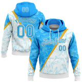 Custom Stitched Blue Sky Blue-White 3D Pattern Design Argentine Inspired Graffiti Sports Wear Pullover Sweatshirt Hoodie