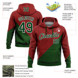 Custom Stitched Red Green-White 3D Pattern Design Mexico Subtle Sports Wear Pullover Sweatshirt Hoodie