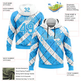Custom Stitched White Sky Blue Black-Blue 3D Pattern Design Argentine Inspired Geometric Tribal Shape Sports Wear Pullover Sweatshirt Hoodie