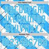 Custom Stitched White Sky Blue Black-Blue 3D Pattern Design Argentine Inspired Geometric Tribal Shape Sports Wear Pullover Sweatshirt Hoodie