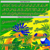 Custom Stitched Green Neon Green Yellow-Royal 3D Pattern Design Brazil Inspired Tropical Plants Sports Wear Pullover Sweatshirt Hoodie