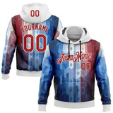 Custom Stitched Blue Red-White 3D Pattern Design American French Inspired Geometric Shape Sports Wear Pullover Sweatshirt Hoodie