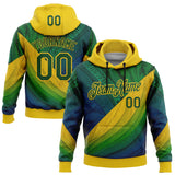 Custom Stitched Yellow Green 3D Pattern Design Brazil Inspired Tribal Sports Wear Pullover Sweatshirt Hoodie