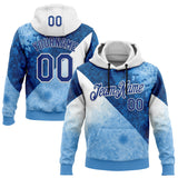 Custom Stitched Blue Royal-White 3D Pattern Design Argentine Inspired Geometric Floral Watercolor Sports Wear Pullover Sweatshirt Hoodie
