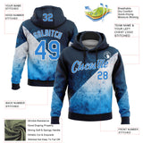 Custom Stitched Blue Powder Blue-White 3D Pattern Design Argentine Inspired Geometric Tribal Watercolor Sports Wear Pullover Sweatshirt Hoodie