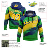 Custom Stitched Green Yellow Blue-White 3D Pattern Design Brazil Inspired Geometric Shape Sports Wear Pullover Sweatshirt Hoodie