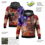 Custom Stitched Black Vintage USA Flag-Red 3D American Flag Retro Distressed Rusty Grunge Sports Pullover Sweatshirt Hoodie