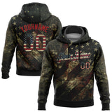 Custom Stitched Black Vintage USA Flag-Red 3D American Flag Retro Distressed Grunge Sports Pullover Sweatshirt Hoodie