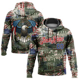 Custom Stitched Black Royal Red-White 3D American Flag Retro Distressed Grunge Sports Pullover Sweatshirt Hoodie