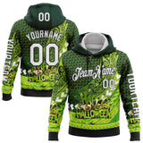 Custom Green White-Black 3D Halloween Spooky Sportswear Sports Pullover Sweatshirt Hoodie