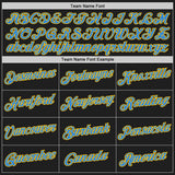Custom Stitched Black Powder Blue-Gold 3D Pattern Design Abstract Brush Stroke Sports Pullover Sweatshirt Hoodie