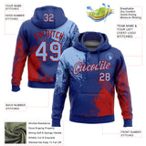Custom Stitched Royal Light Blue-Red 3D Pattern Design Abstract Brush Stroke Sports Pullover Sweatshirt Hoodie
