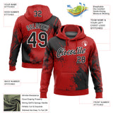Custom Stitched Red Black-White 3D Pattern Design Abstract Brush Stroke Sports Pullover Sweatshirt Hoodie