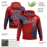 Custom Stitched Red Navy-White 3D Pattern Design Abstract Brush Stroke Sports Pullover Sweatshirt Hoodie
