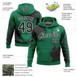 Custom Stitched Kelly Green Black-White 3D Pattern Design Abstract Brush Stroke Sports Pullover Sweatshirt Hoodie