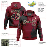 Custom Stitched Crimson Black-Cream 3D Pattern Design Abstract Brush Stroke Sports Pullover Sweatshirt Hoodie
