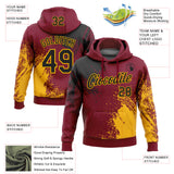 Custom Stitched Crimson Black-Gold 3D Pattern Design Abstract Brush Stroke Sports Pullover Sweatshirt Hoodie