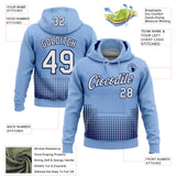 Custom Stitched Light Blue White Navy-Black 3D Pattern Design Modern Polka Dot Sports Pullover Sweatshirt Hoodie