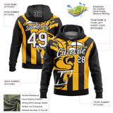 Custom Stitched Black White-Gold 3D Pattern Design Animal Sports Pullover Sweatshirt Hoodie
