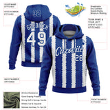 Custom Stitched Royal White 3D Pattern Design Line Sports Pullover Sweatshirt Hoodie