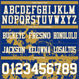 Custom Royal White-Old Gold 3D Pattern Splash Authentic Football Jersey