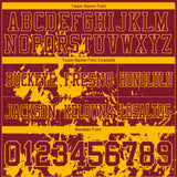 Custom Crimson Gold 3D Pattern Splash Authentic Football Jersey