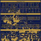 Custom Navy Old Gold 3D Pattern Splash Authentic Football Jersey