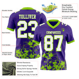 Custom Purple White-Neon Green 3D Pattern Splash Authentic Football Jersey