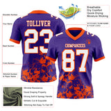 Custom Purple White-Orange 3D Pattern Splash Authentic Football Jersey
