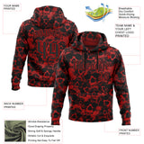 Custom Red Black 3D Skull Gothic Vintage Sports Pullover Sweatshirt Hoodie