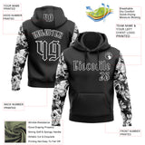 Custom Black White 3D Skull Roses Gothic Sports Pullover Sweatshirt Hoodie