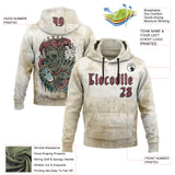 Custom Brown Pink-Black 3D Skull Gothic Clown Vintage Grunge Art Sports Pullover Sweatshirt Hoodie