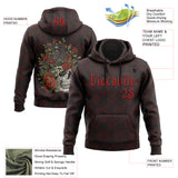 Custom Black Red 3D Skull Roses Gothic Royalty Crow Floral Sports Pullover Sweatshirt Hoodie