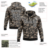 Custom Black White 3D Skull Gothic Vintage Grunge Art Sports Pullover Sweatshirt Hoodie