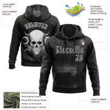 Custom Black White 3D Skull Gothic Vintage Grunge Art Sports Pullover Sweatshirt Hoodie
