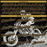 Custom Stitched Black Old Gold 3D Pattern Design Motorcycle Motocross Racing Sports Pullover Sweatshirt Hoodie