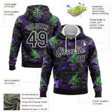 Custom Stitched Black White 3D Pattern Design Flame Motorcycle Motocross Racing Sports Pullover Sweatshirt Hoodie