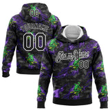 Custom Stitched Black White 3D Pattern Design Flame Motorcycle Motocross Racing Sports Pullover Sweatshirt Hoodie