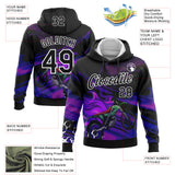 Custom Stitched Black White 3D Pattern Design Flame Motorcycle Motocross Racing Sports Pullover Sweatshirt Hoodie
