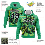 Custom Stitched Green Black-White 3D Pattern Design Motorcycle Motocross Skull Racing Sports Pullover Sweatshirt Hoodie