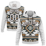 Custom Stitched White Brown 3D Pattern Design Tribal Ethnic Native American Sports Pullover Sweatshirt Hoodie
