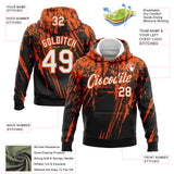 Custom Stitched Black White-Orange 3D Pattern Design Splash Grunge Art Sports Pullover Sweatshirt Hoodie