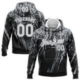 Custom Stitched Black White-Gray 3D Pattern Design Splash Grunge Art Sports Pullover Sweatshirt Hoodie