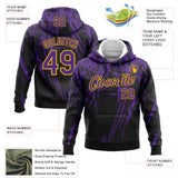 Custom Stitched Black Purple-Yellow 3D Pattern Design Splash Grunge Art Sports Pullover Sweatshirt Hoodie